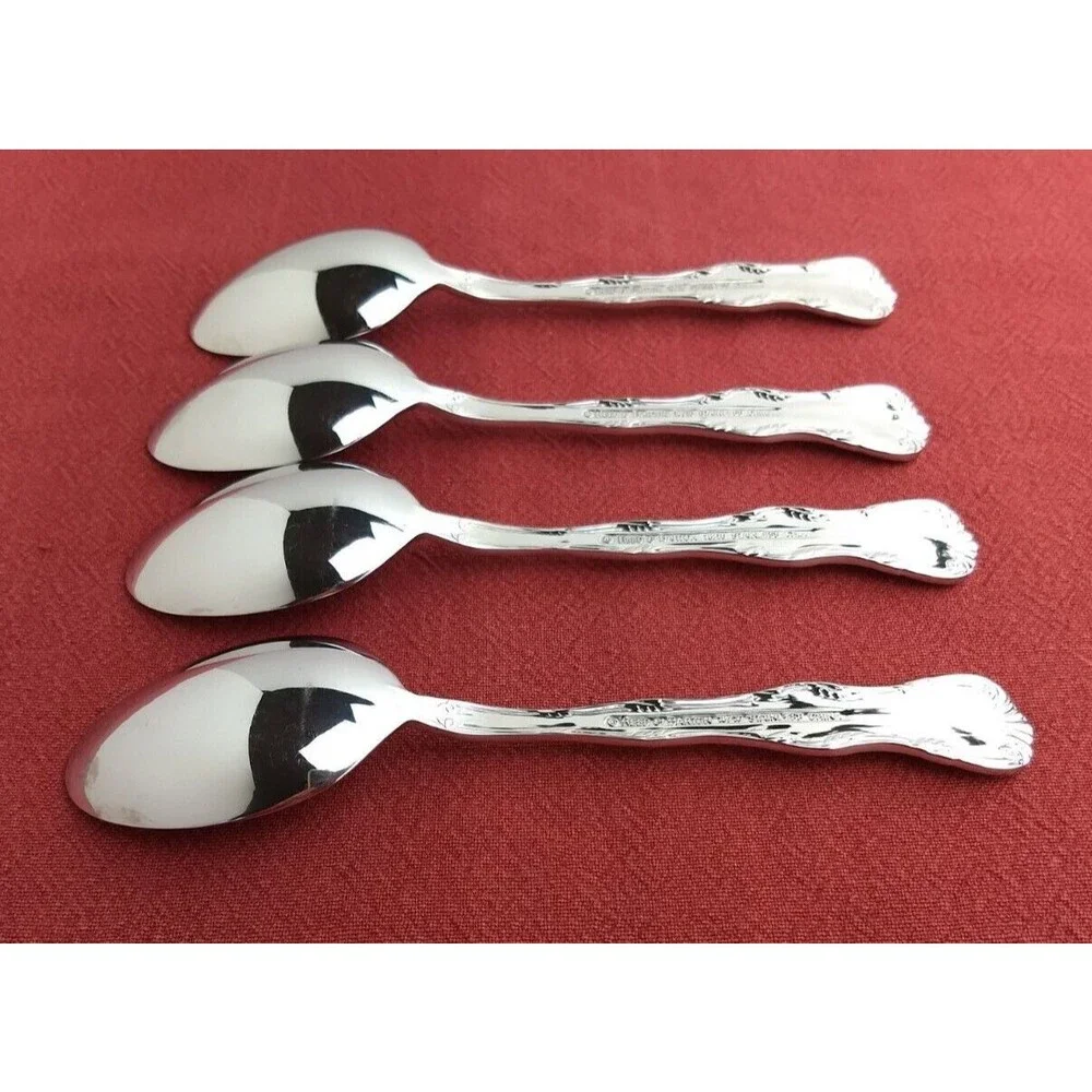 Reed & Barton VICTORIA SOUP PLACE SPOONS 18/10 Stainless Steel Flatware Lot of 4